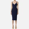 Abito midi in crêpe stretch taglio coppe