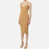 Abito midi in crêpe stretch taglio coppe