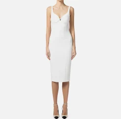 Abito midi in crêpe stretch taglio coppe