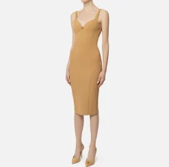 Abito midi in crêpe stretch taglio coppe