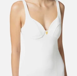 Abito midi in crêpe stretch taglio coppe