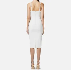Abito midi in crêpe stretch taglio coppe