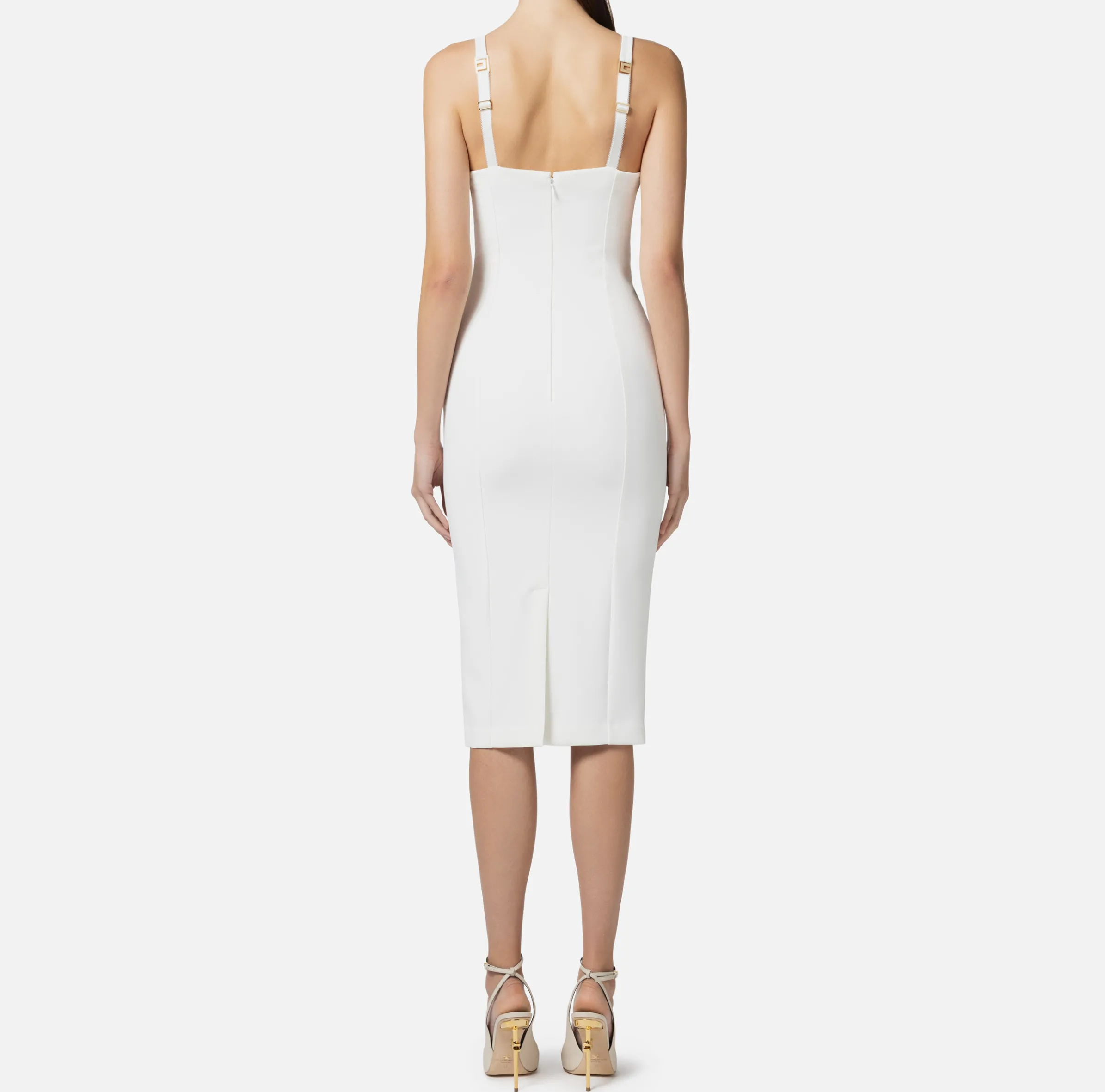 Abito midi in crêpe stretch taglio coppe