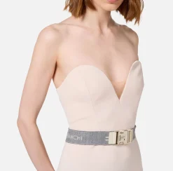 Abito midi in fresco lana con cintura