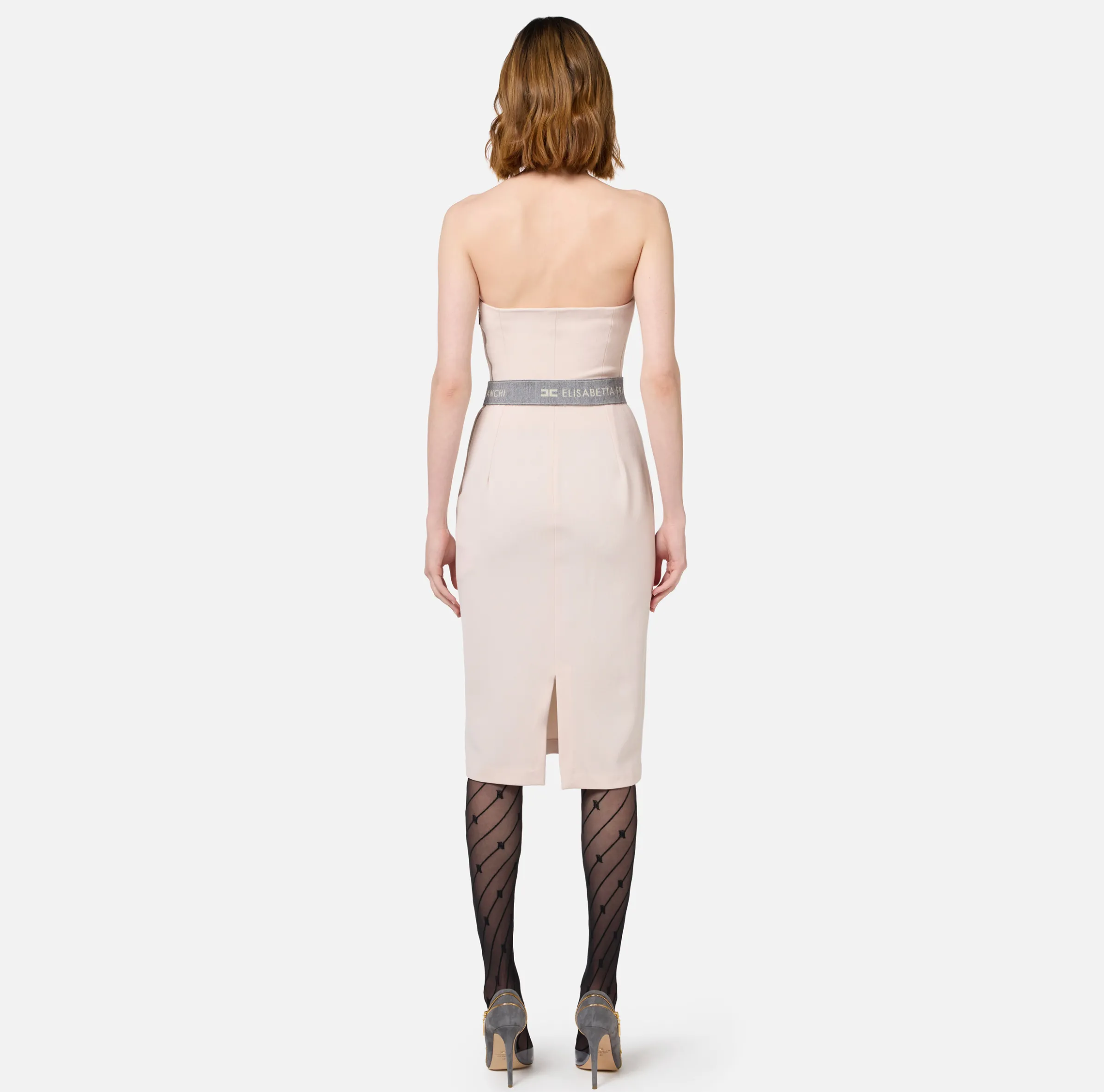 Abito midi in fresco lana con cintura