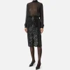 Abito midi in georgette di seta ricamata con paillettes