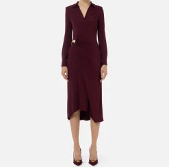 Abito midi in jersey con nodo laterale