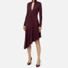 Abito midi in jersey con accessorio gioiello