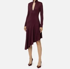 Abito midi in jersey con accessorio gioiello