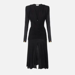 Abito midi in jersey con cappuccio