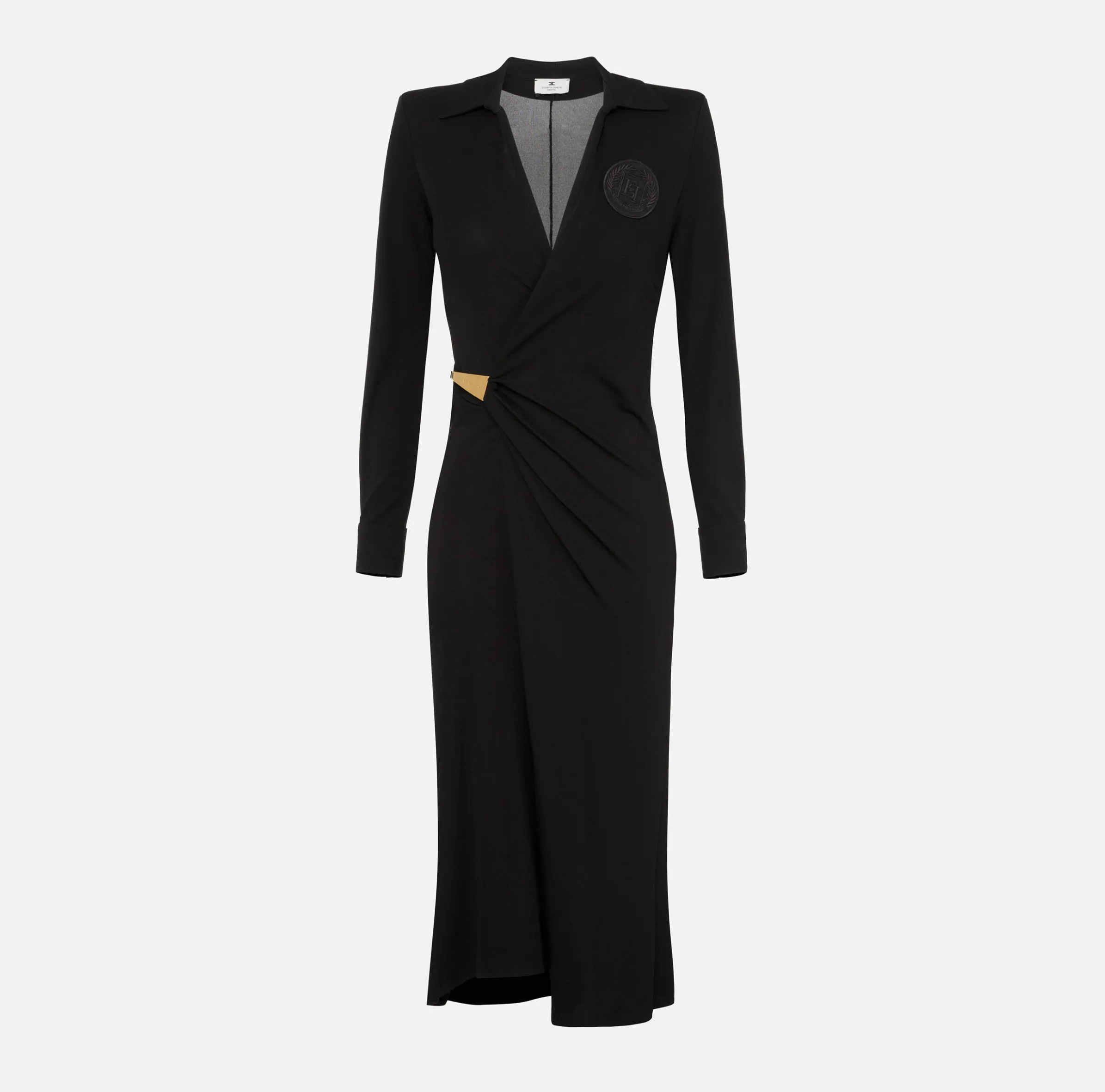 Abito midi in jersey con nodo laterale