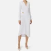 Abito midi in jersey con nodo laterale