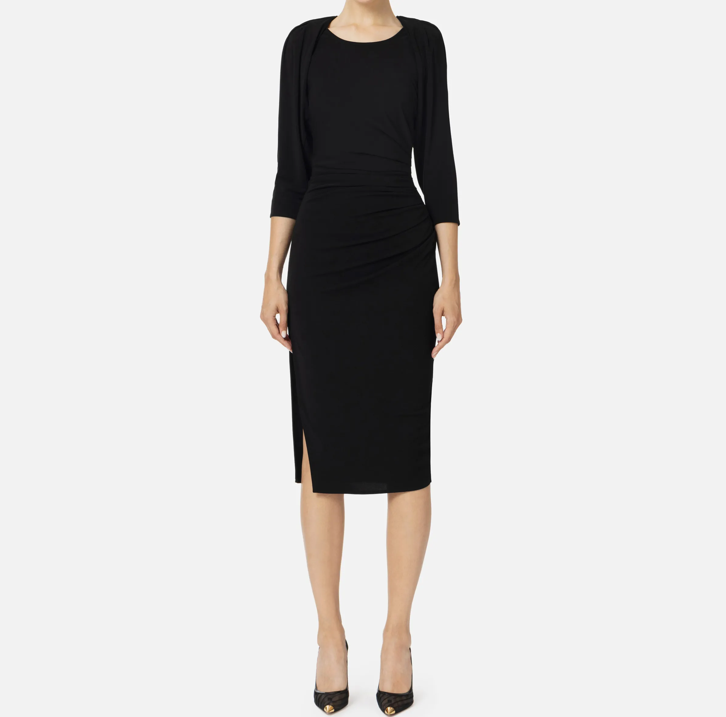 Abito midi in jersey con zip sul fianco
