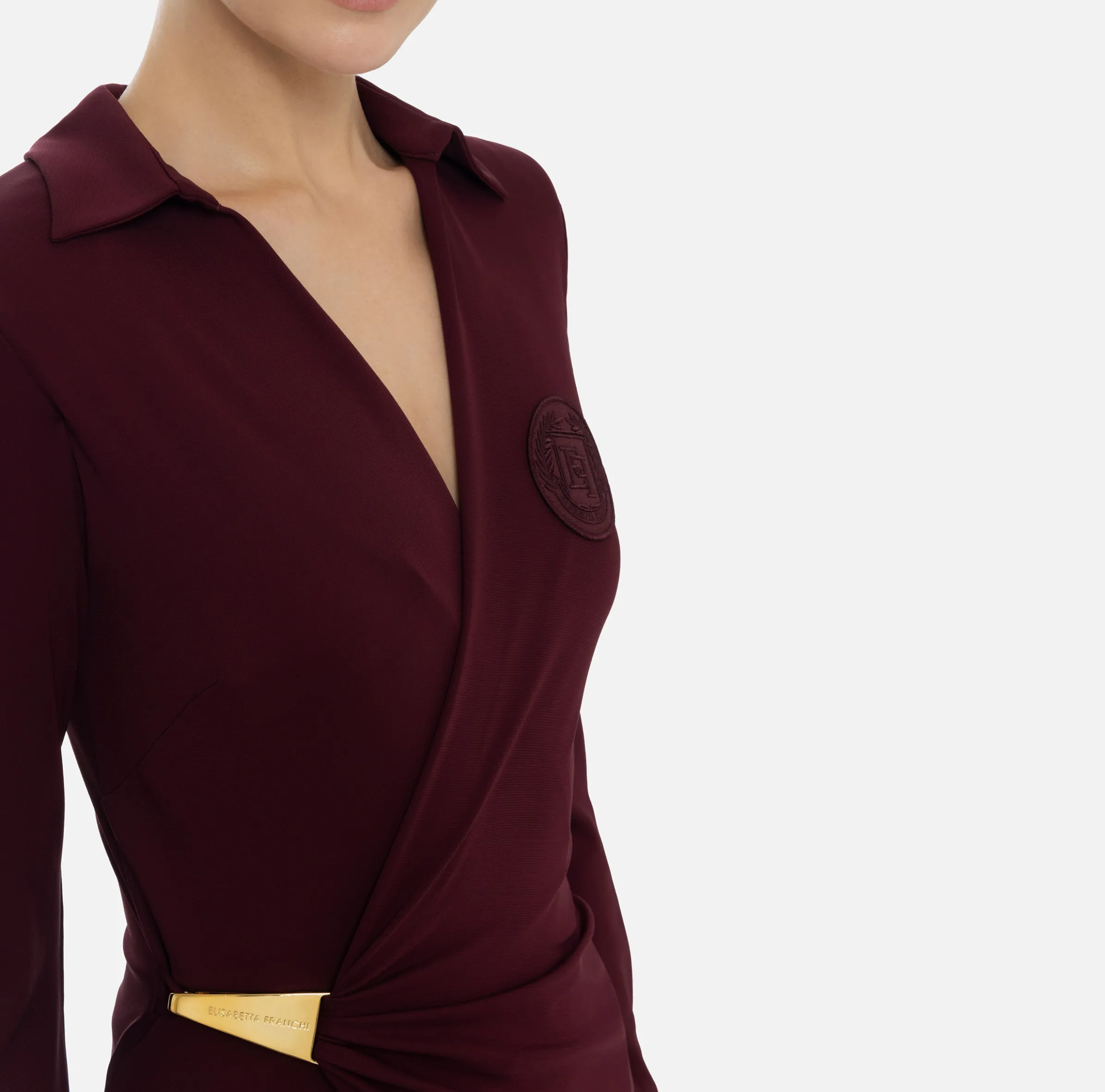 Abito midi in jersey con nodo laterale