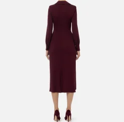 Abito midi in jersey con nodo laterale