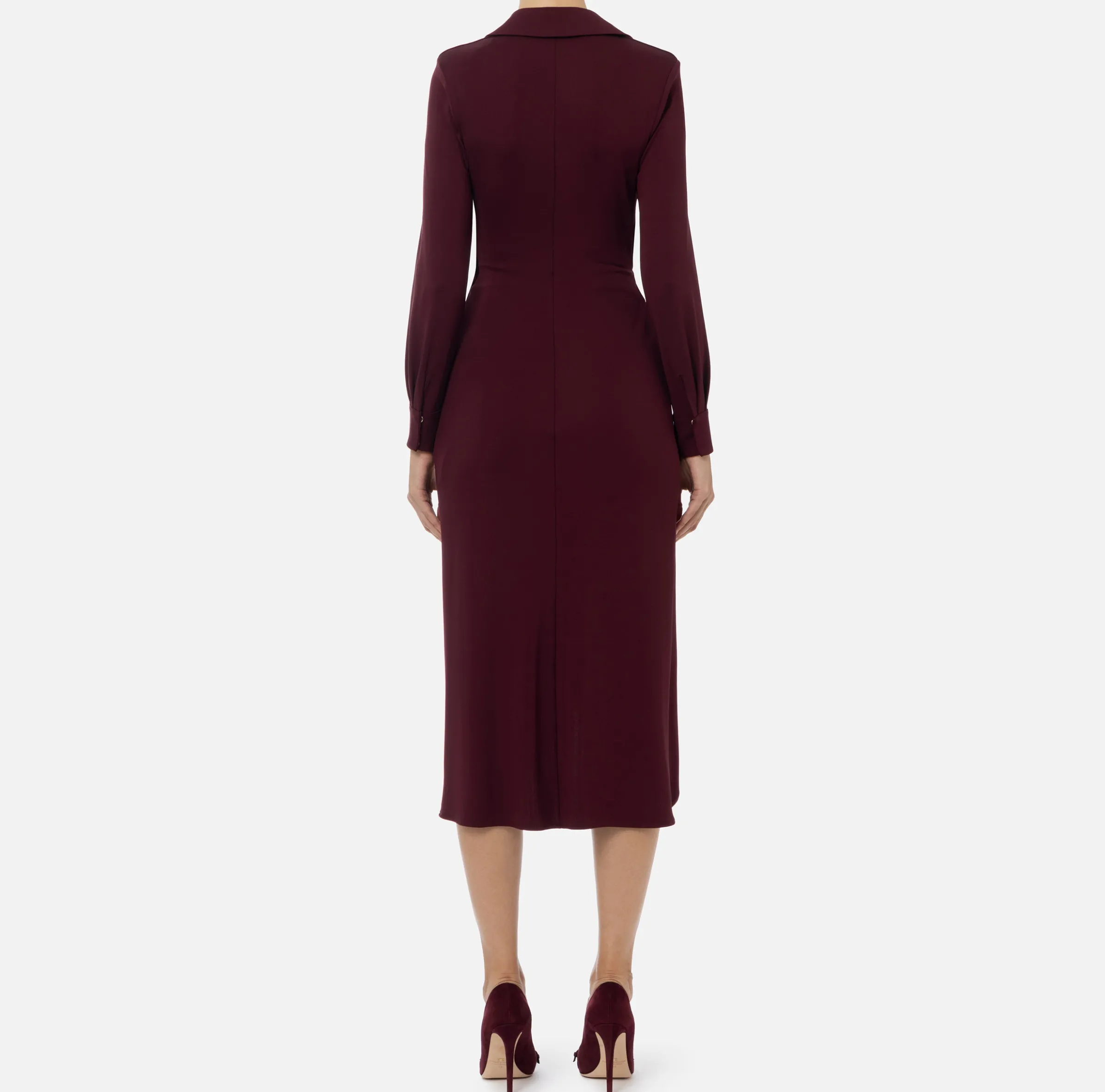 Abito midi in jersey con nodo laterale