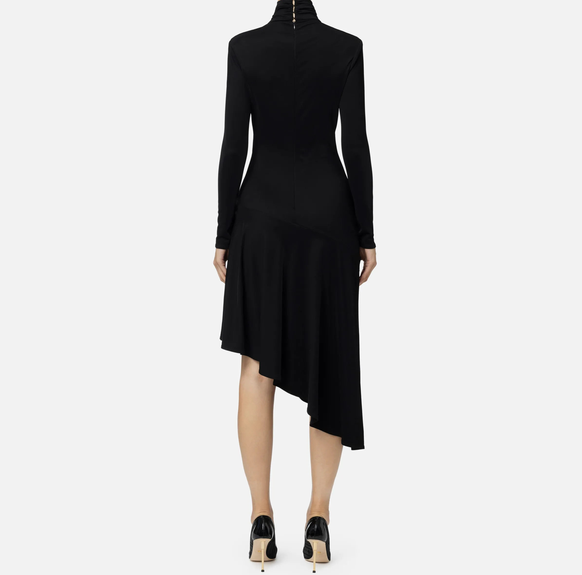 Abito midi in jersey con accessorio gioiello