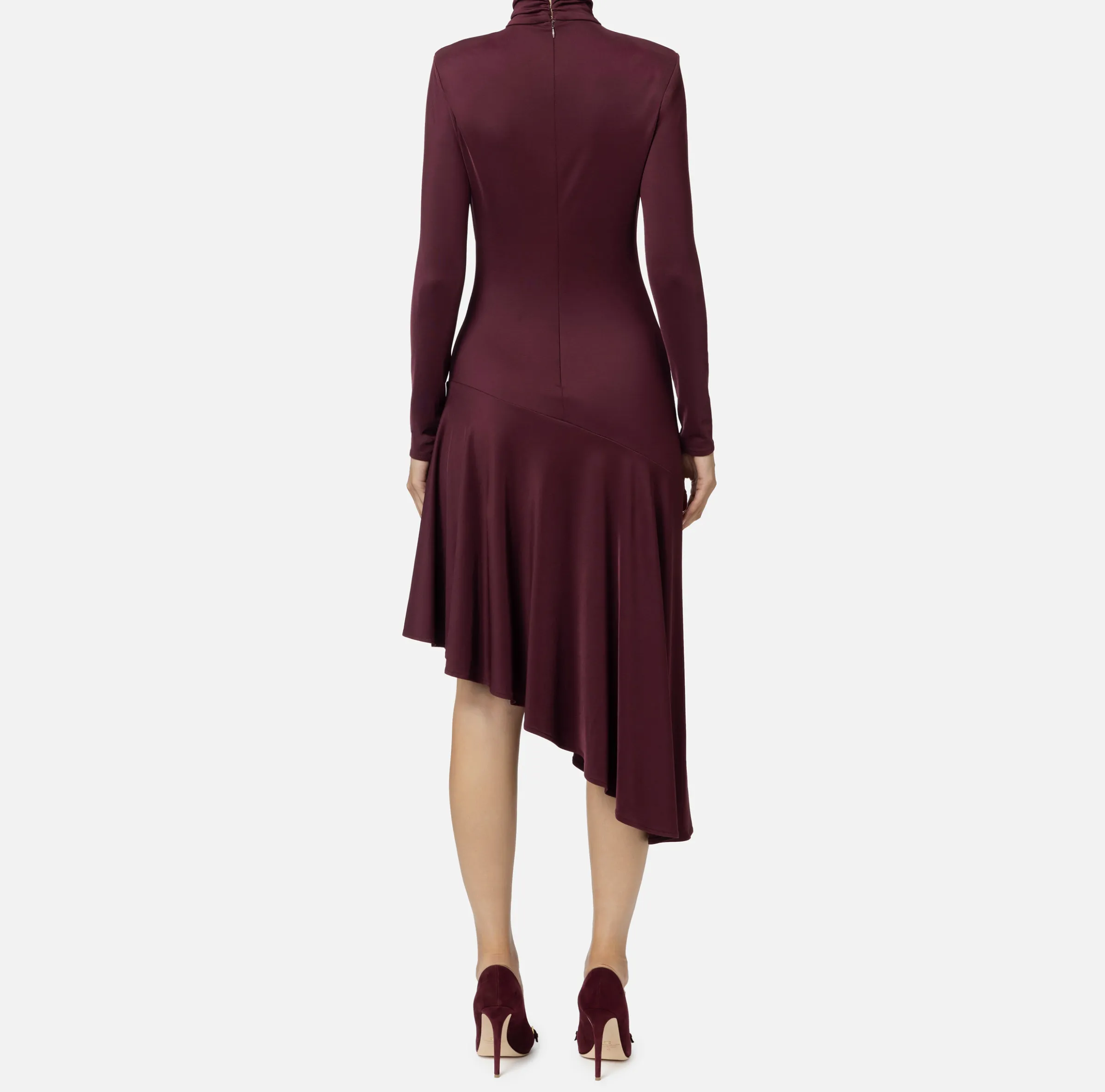 Abito midi in jersey con accessorio gioiello