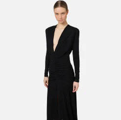 Abito midi in jersey con cappuccio