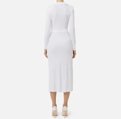 Abito midi in jersey con nodo laterale