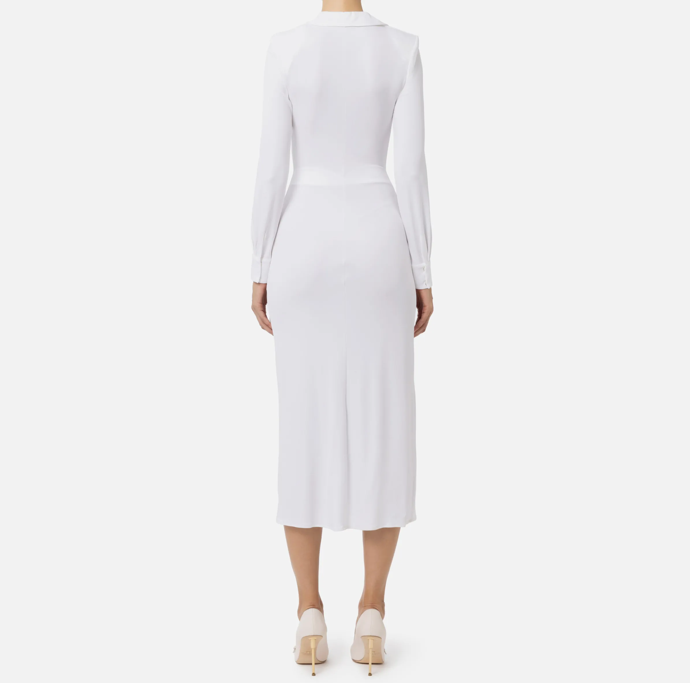 Abito midi in jersey con nodo laterale