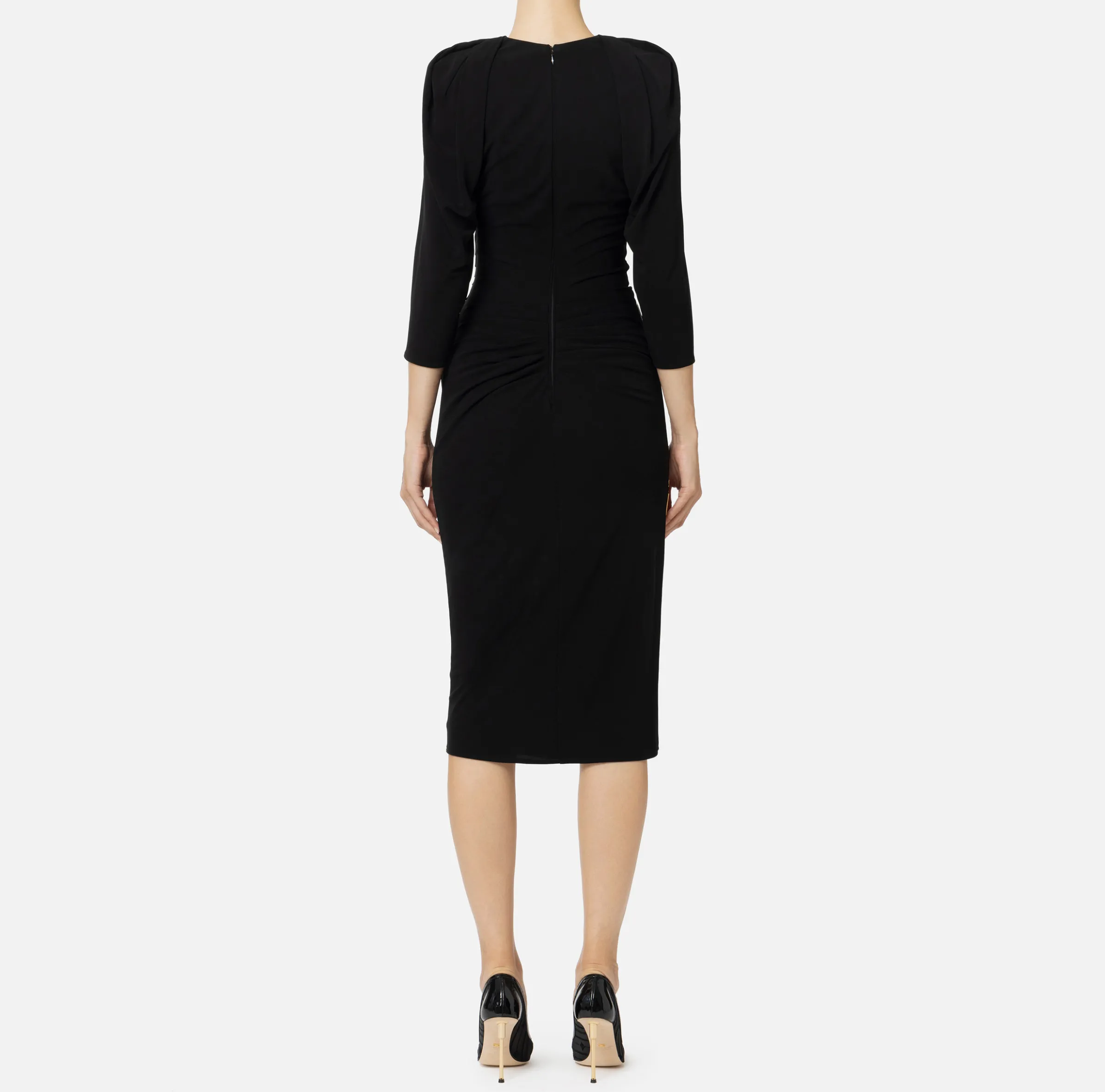 Abito midi in jersey con zip sul fianco