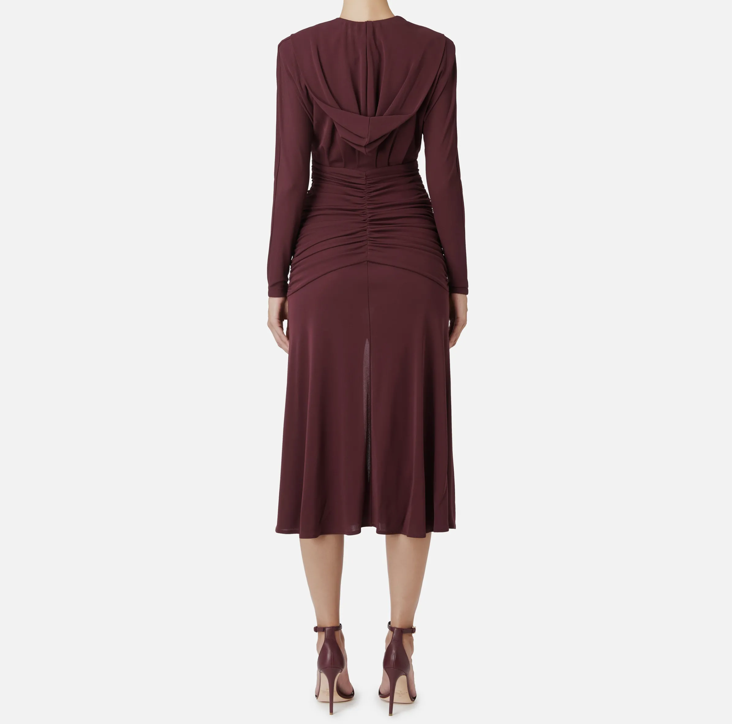Abito midi in jersey con cappuccio