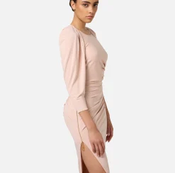 Abito midi in jersey con zip sul fianco