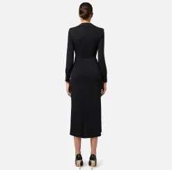 Abito midi in jersey con nodo laterale
