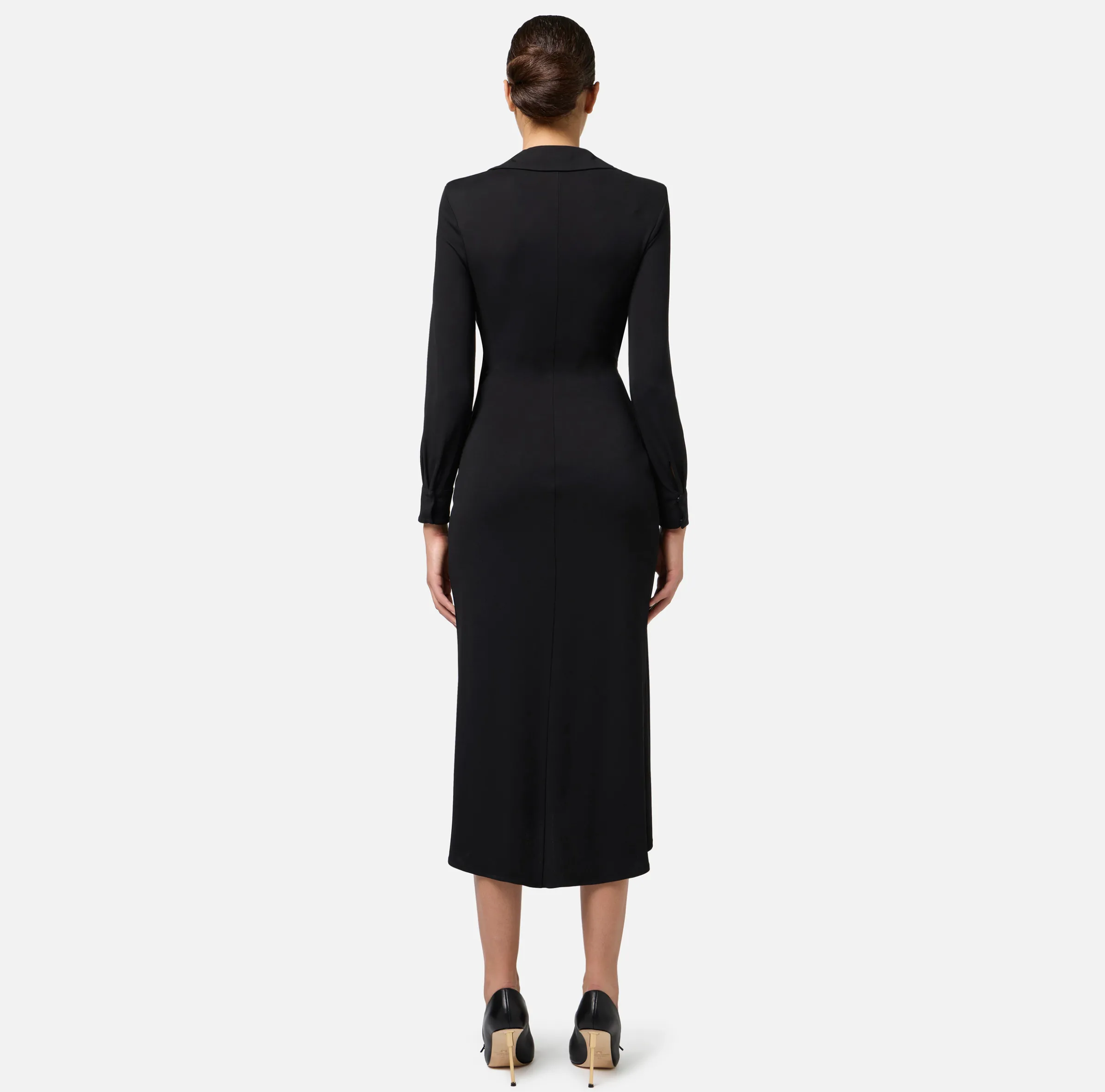 Abito midi in jersey con nodo laterale