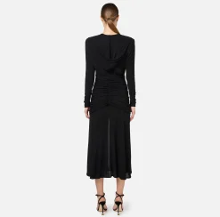 Abito midi in jersey con cappuccio