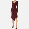Abito midi in jersey drappeggiato con collana