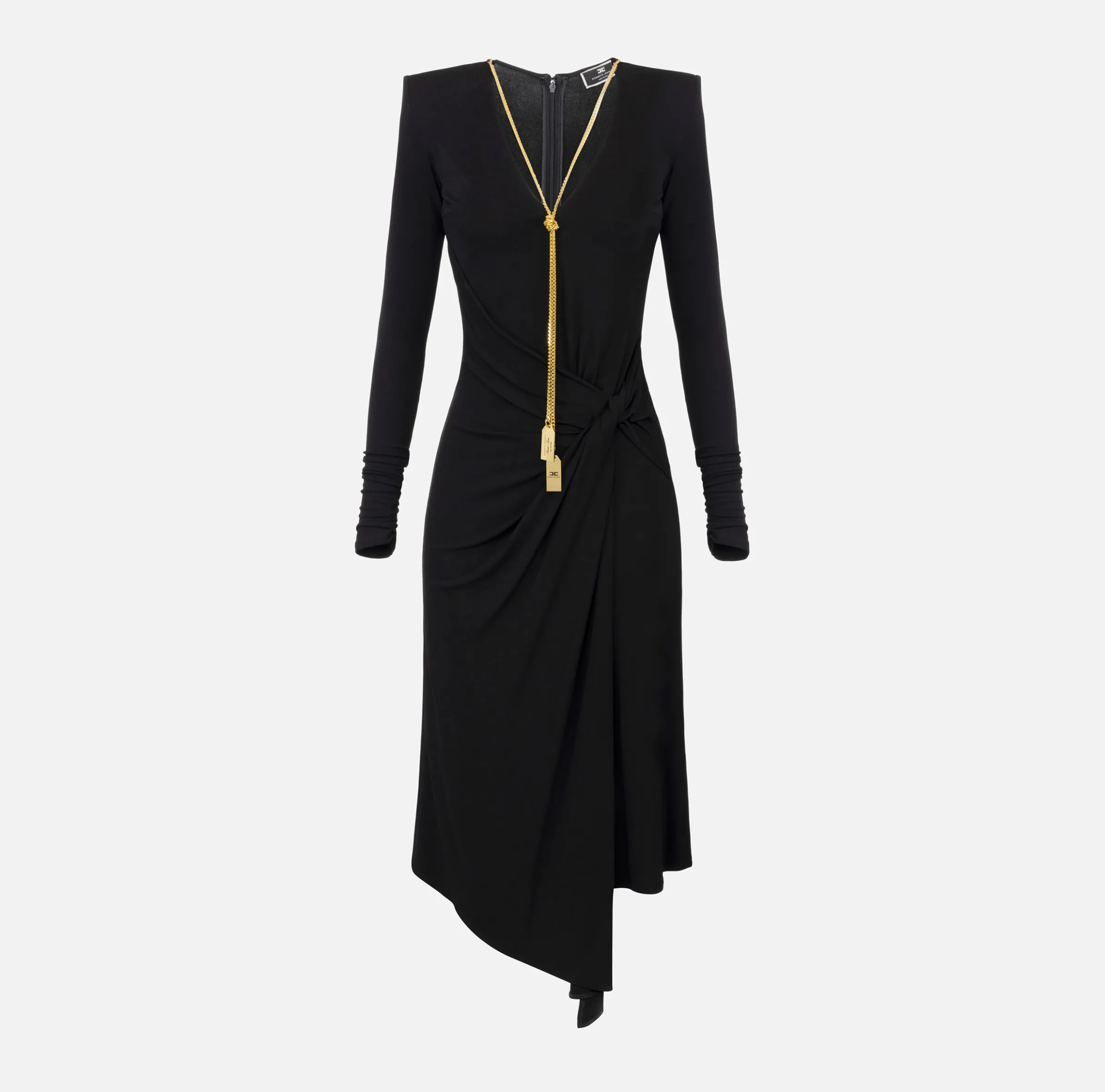 Abito midi in jersey drappeggiato con collana