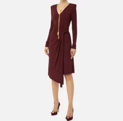 Abito midi in jersey drappeggiato con collana