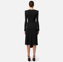 Abito midi in jersey drappeggiato con collana