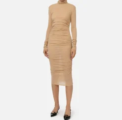 Abito midi in jersey e lana con logo