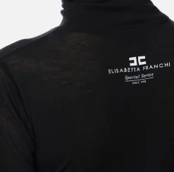 Abito midi in jersey e lana con logo