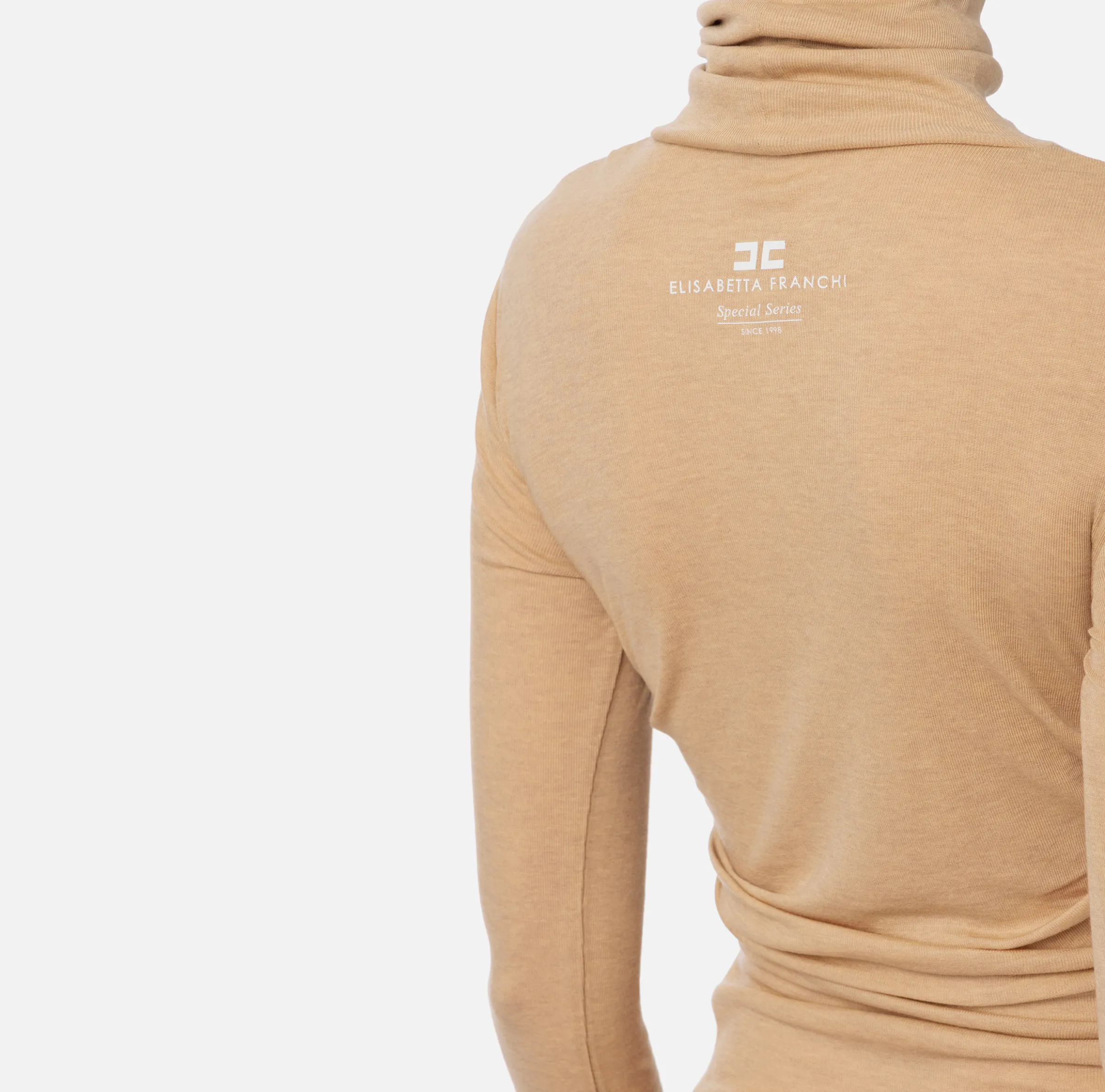 Abito midi in jersey e lana con logo