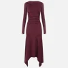 Abito midi in jersey fluido con drappeggio