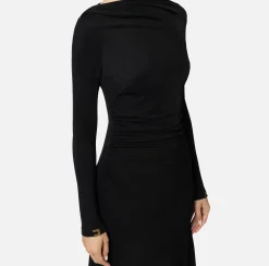 Abito midi in jersey fluido con drappeggio