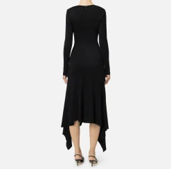 Abito midi in jersey fluido con drappeggio