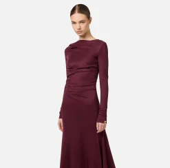 Abito midi in jersey fluido con drappeggio