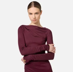 Abito midi in jersey fluido con drappeggio