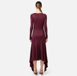 Abito midi in jersey fluido con drappeggio