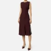 Abito midi in satin con bande