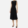 Abito midi in satin con bande