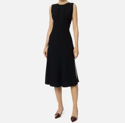 Abito midi in satin con bande