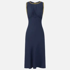 Abito midi in satin con bande