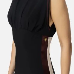 Abito midi in satin con bande