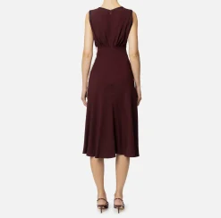 Abito midi in satin con bande